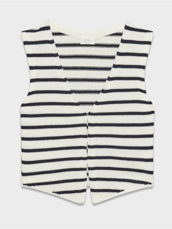 Aritzia Tops - Aritzia Wilfred Basque Black White Striped Knit Sweater Vest Size Small